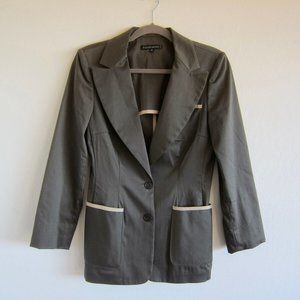 PATRICK MENDES, France, Olive Green Cotton Blend 2 Buttons Blazer - Size 1 - XS